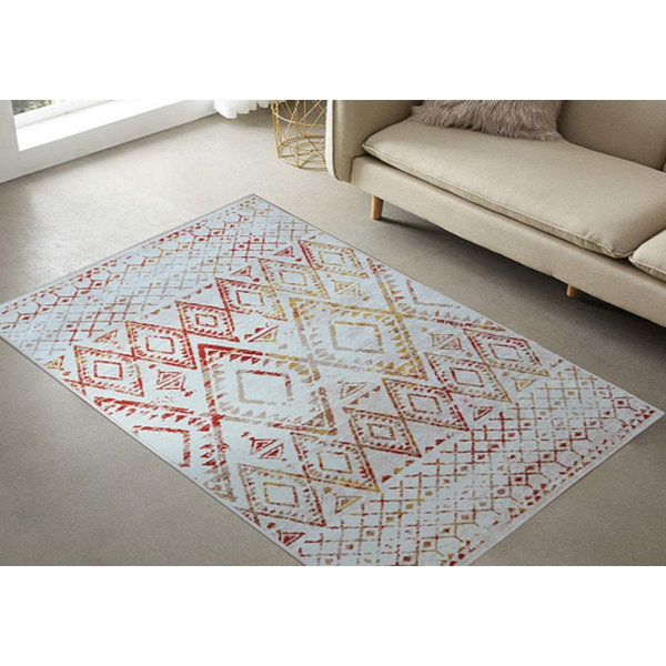 Gracie Oaks Arramine White/Red/Yellow Rug Wayfair.co.uk